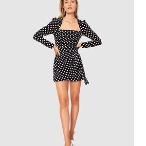 Polka Dot Mini Dress - Black and White